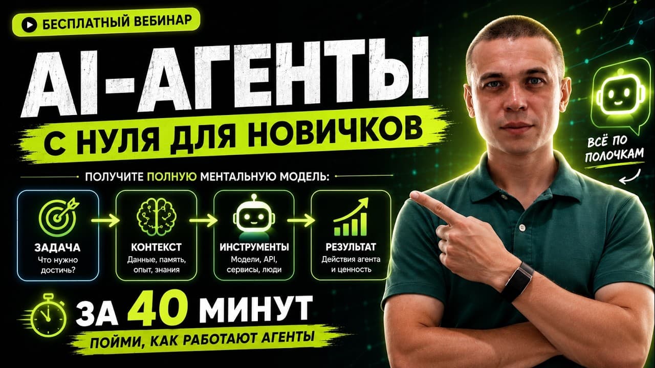 Никита ведёт бесплатный вебинар «AI-агенты для новичков»